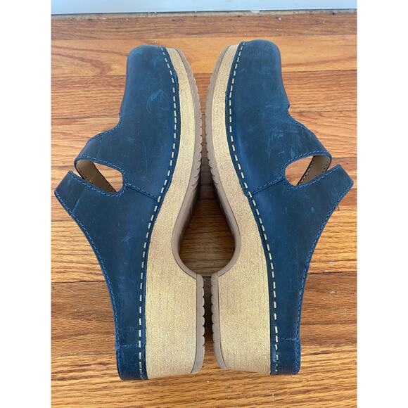 Dansko Britney Mule Clog Heel Womens 38/ 8 Comfort Othopedic Strappy Navy Blue - Picture 6 of 7